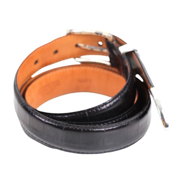 Martin Dingman BLACK ALLIGATOR CALFSKIN 1 1/8"Wd CASUAL DRESS BELT Sz 38/95 (G87 - Picture 4 of 14